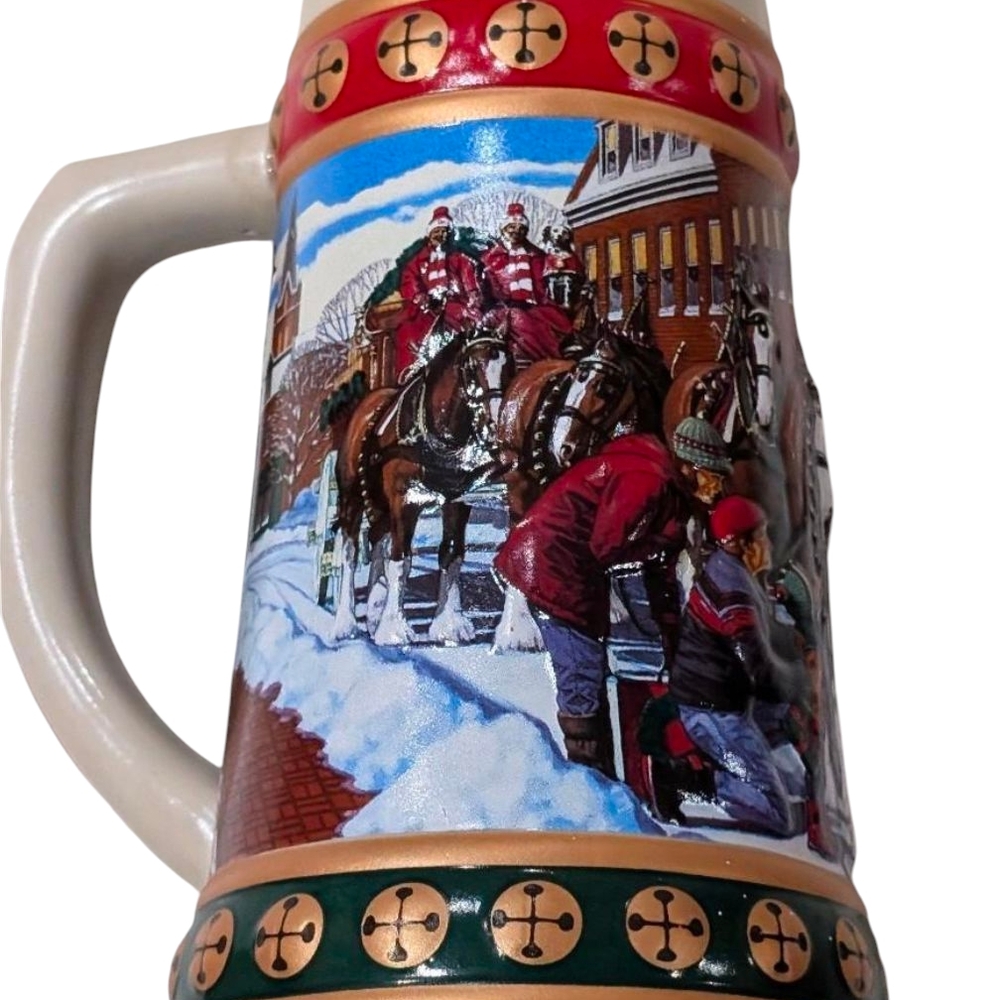 Budweiser Holiday Stein with Red and Green Accents
